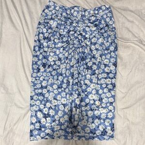 Floral Blue Midi Skirt Size L Shein